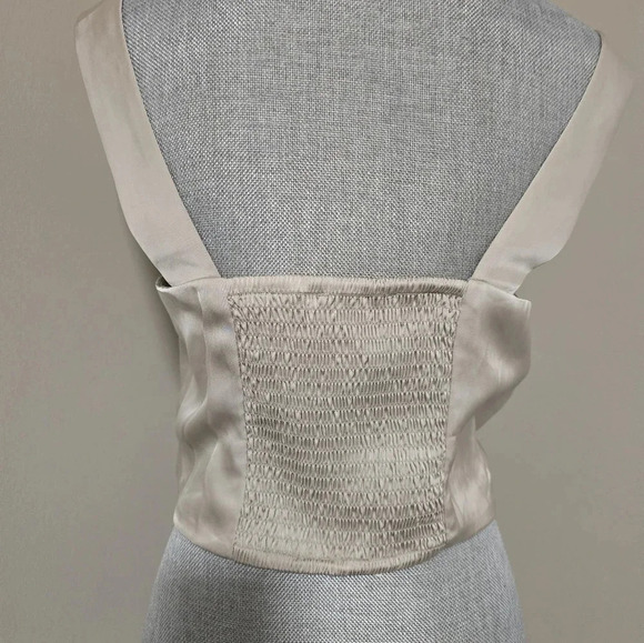 Rachel Zoe Satin Crop Top Off  White Cream Sleeveless Cowl Neck size S - Picture 5 of 5